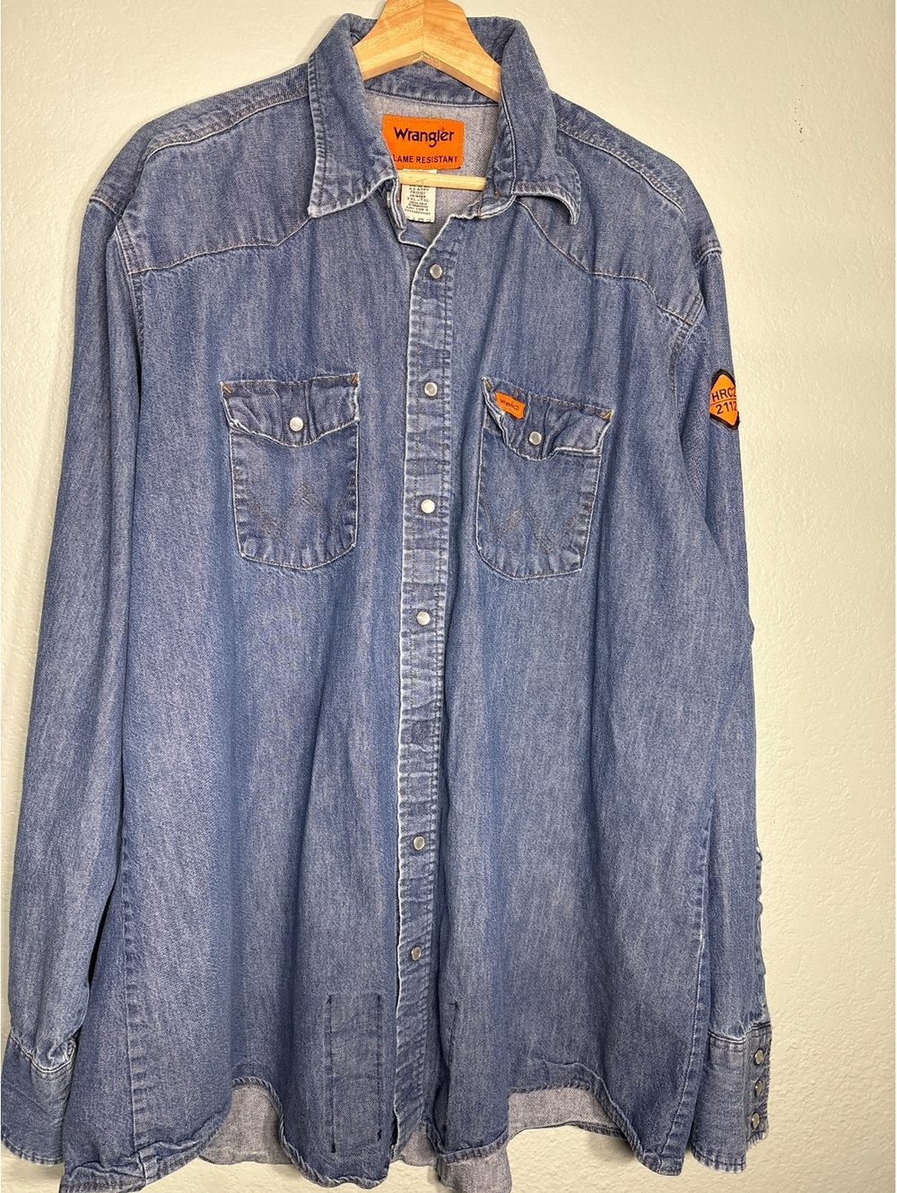 Wrangler flame resistant shirt denim long sleeve XXL Tall